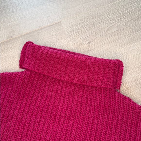 Free People Chunky Knit Turtleneck Sweater Pink Oversized Medium - Picture 7 of 7